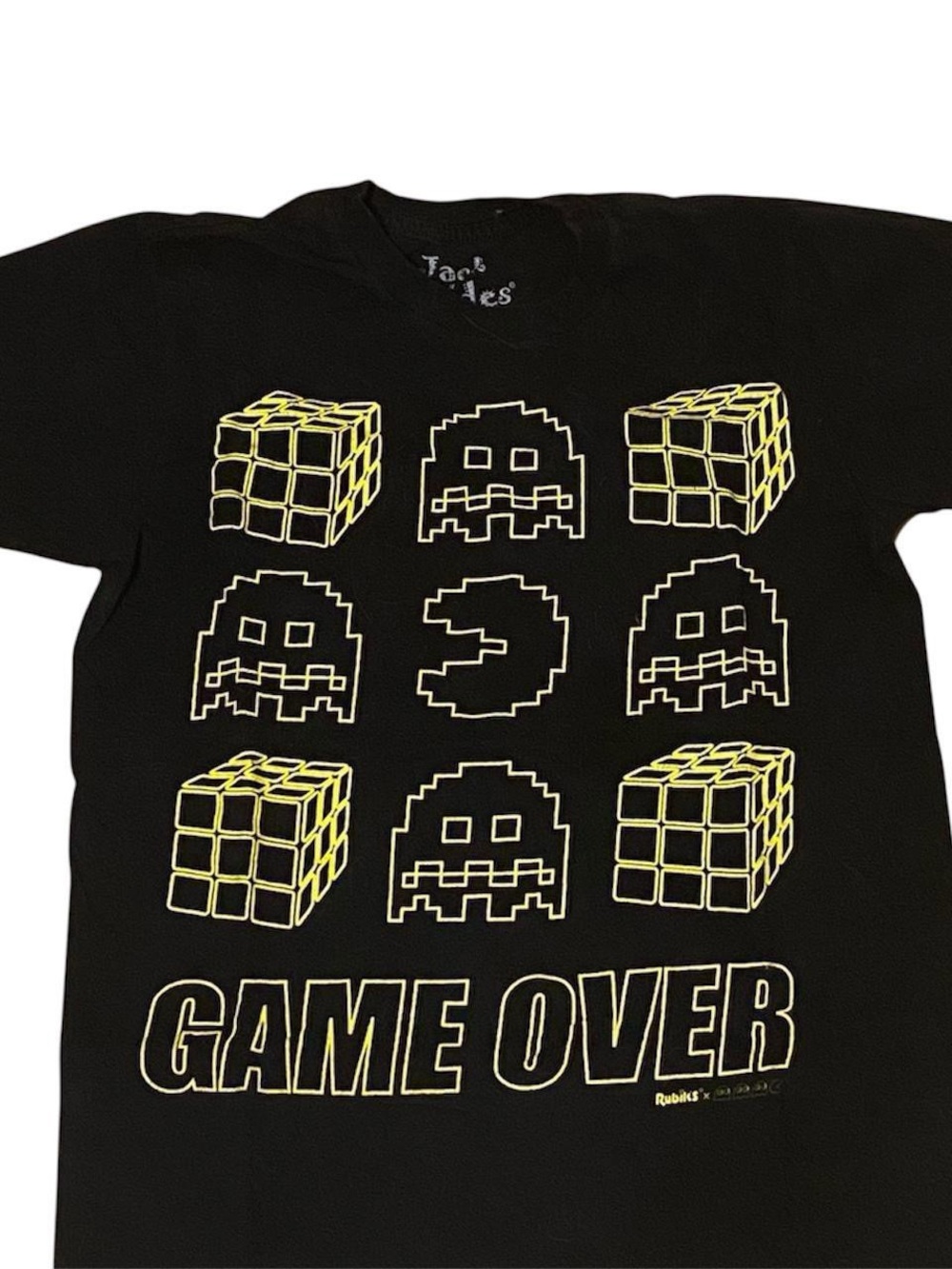 Game Over Graphic Tee in Black with Yellow Print